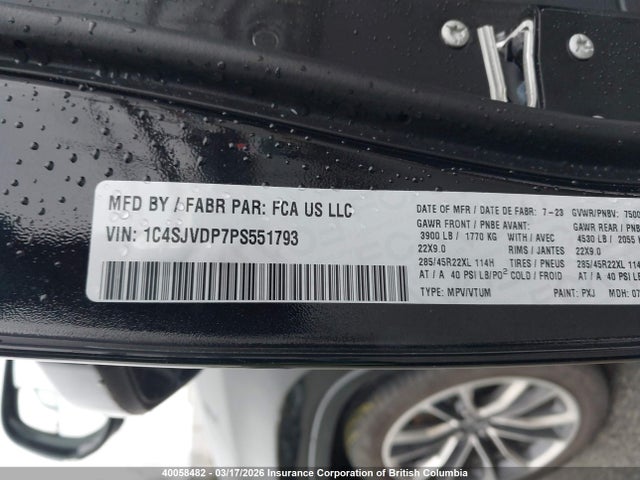 Продаж на аукціоні авто 2023 Jeep Wagoneer Series Iii, vin: 1C4SJVDP7PS551793, номер лоту: 40058482