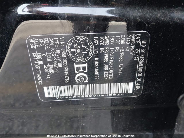 Aukcja sprzedaży 2024 Nissan Rogue, vin: JN8BT3DD0RW451765, numer aukcji: 40058511