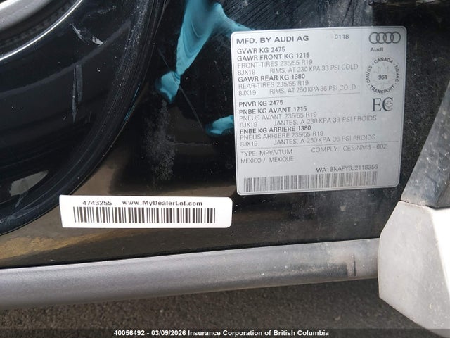 WA1BNAFY6J2118356 Audi Q5 Premium Plus