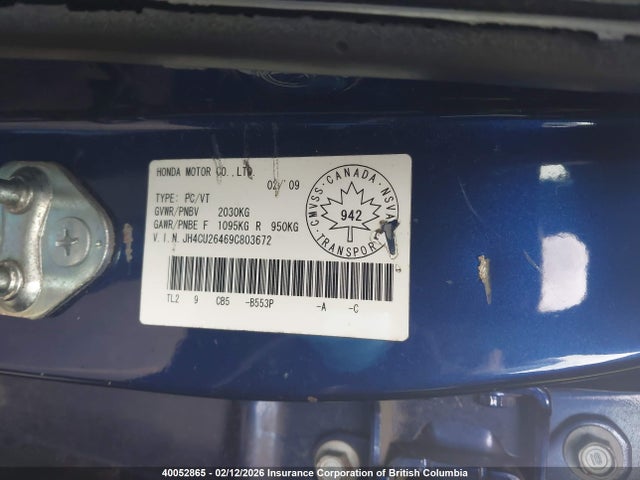 Продажа на аукционе авто 2009 Acura Tsx, vin: JH4CU26469C803672, номер лота: 40052865