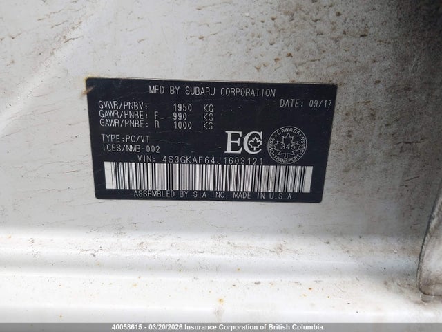 4S3GKAF64J1603121 Subaru Impreza Premium Plus