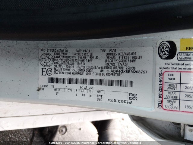 3FADP4GX8EM208757 Ford FIESTA ST