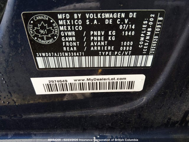 3VWD07AJ3EM336471 Volkswagen JETTA SE