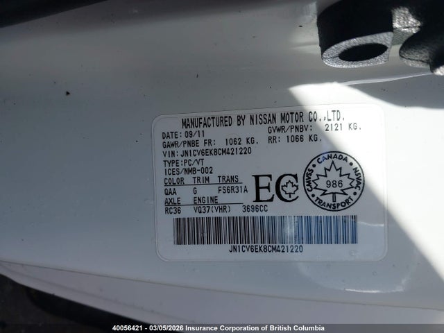 Продажа на аукционе авто 2012 Infiniti G37 Sport, vin: JN1CV6EK8CM421220, номер лота: 40056421