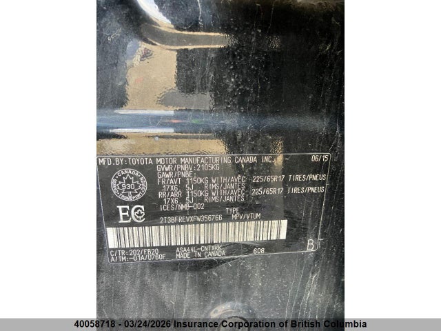 Aukcja sprzedaży 2015 Toyota Rav4, vin: 2T3BFREVXFW356766, numer aukcji: 40058718