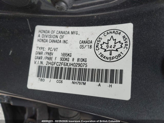Продаж на аукціоні авто 2018 Honda Civic Lx, vin: 2HGFC2F6XJH029075, номер лоту: 40055223