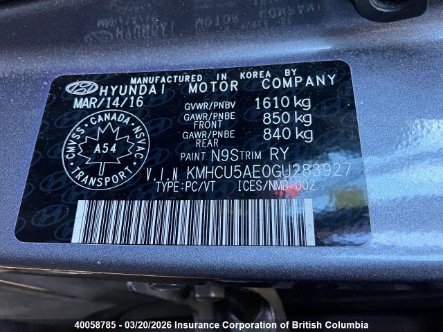 KMHCU5AE0GU283927 Hyundai Accent Sport