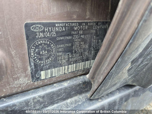Aukcja sprzedaży 2006 Hyundai Santa Fe Gls/limited, vin: KM8SB13D76U032349, numer aukcji: 40058811