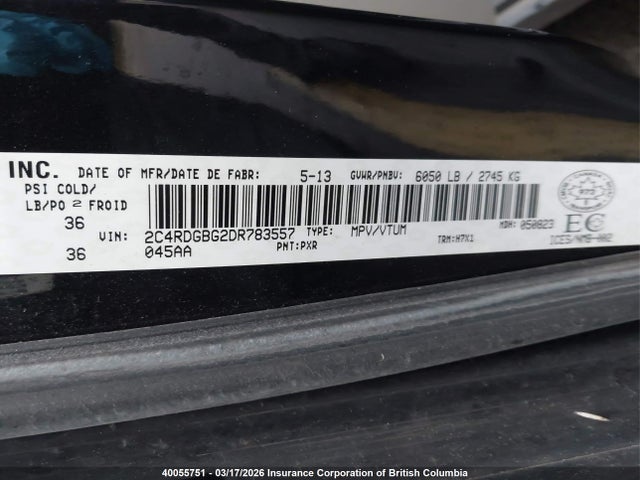 Aukcja sprzedaży 2013 Dodge Grand Caravan Se, vin: 2C4RDGBG2DR783557, numer aukcji: 40055751