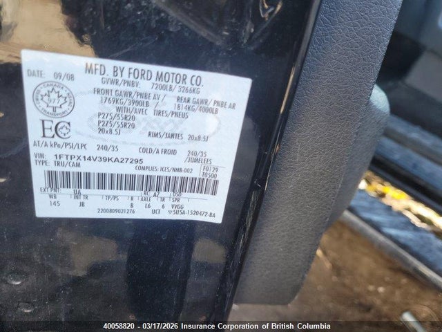 Aukcja sprzedaży 2009 Ford F150, vin: 1FTPX14V39KA27295, numer aukcji: 40058820