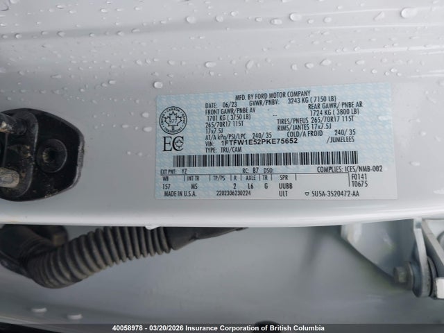 Aukcja sprzedaży 2023 Ford F150, vin: 1FTFW1E52PKE75652, numer aukcji: 40058978