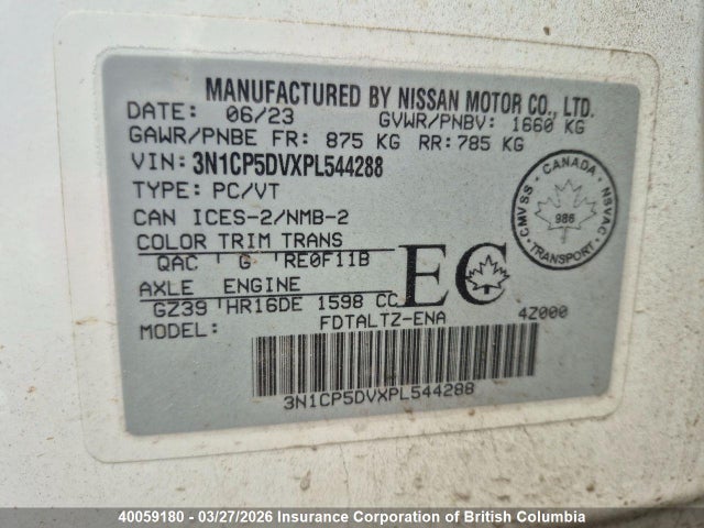 Aukcja sprzedaży 2023 Nissan Kicks, vin: 3N1CP5DVXPL544288, numer aukcji: 40059180