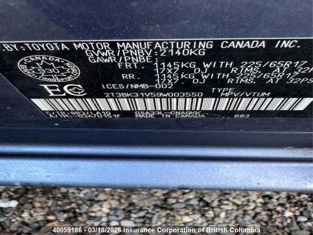 Aukcja sprzedaży 2009 Toyota Rav4, vin: 2T3BK31V59W003550, numer aukcji: 40059186