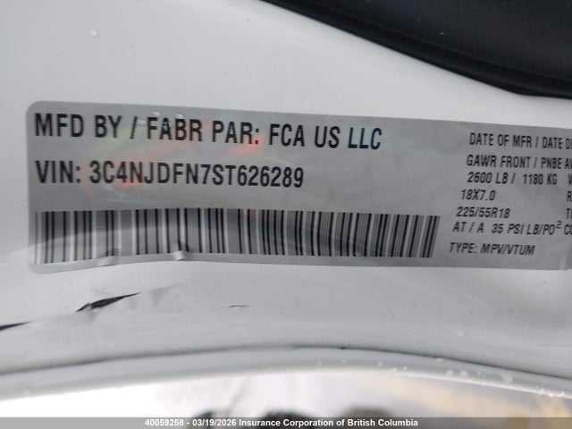 Продаж на аукціоні авто 2025 Jeep Compass Latitude Lux, vin: 3C4NJDFN7ST626289, номер лоту: 40059258