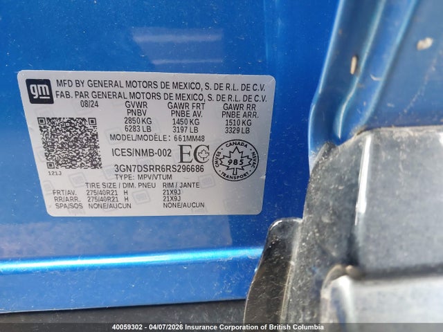 Aukcja sprzedaży 2024 Chevrolet Equinox, vin: 3GN7DSRR6RS296686, numer aukcji: 40059302