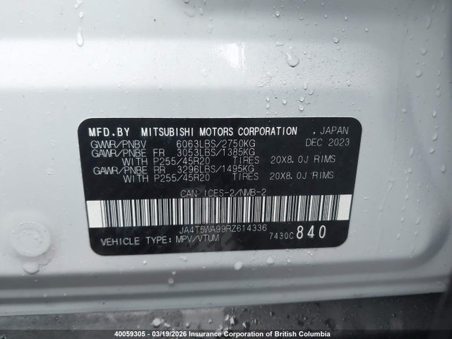 JA4T5WA99RZ614336 Mitsubishi Outlander Sel