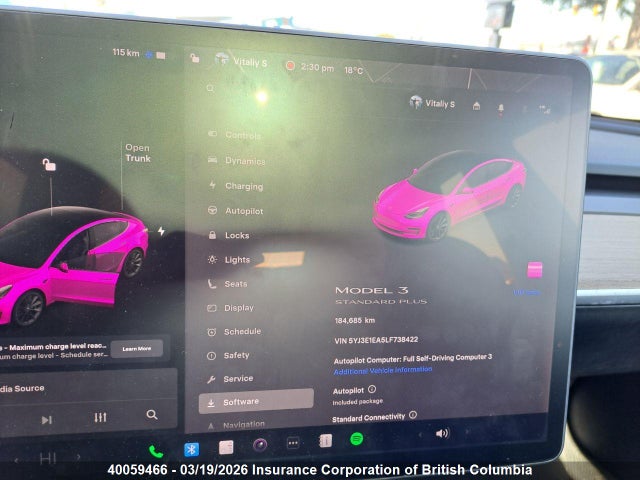 2020 Tesla Model 3 მანქანა იყიდება აუქციონზე, vin: 5YJ3E1EA5LF738422, აუქციონის ნომერი: 40059466