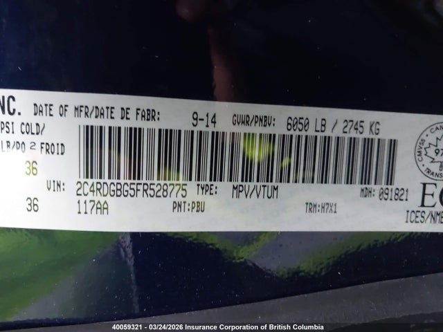 Aukcja sprzedaży 2015 Dodge Grand Caravan Se, vin: 2C4RDGBG5FR528775, numer aukcji: 40059321
