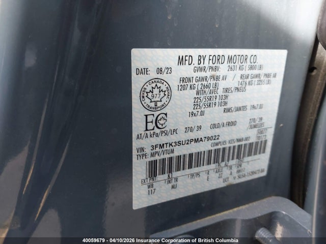 2023 Ford Mustang Mach-e Premium მანქანა იყიდება აუქციონზე, vin: 3FMTK3SU2PMA79022, აუქციონის ნომერი: 40059679