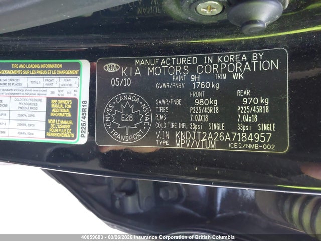 2010 Kia Soul მანქანა იყიდება აუქციონზე, vin: KNDJT2A26A7184957, აუქციონის ნომერი: 40059683