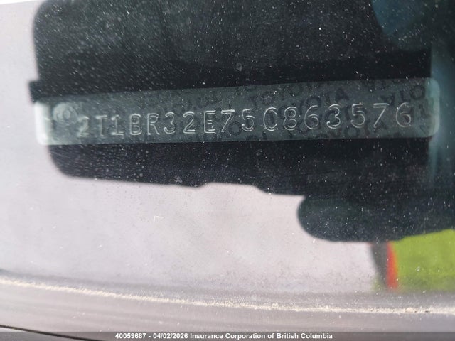 40059687 :رقم المزاد ، 2T1BR32E75C863576 vin ، 2005 Toyota Corolla Ce/le/s مزاد بيع