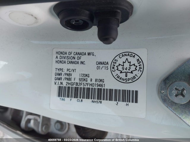 Продажа на аукционе авто 2015 Honda Civic, vin: 2HGFB2F57FH019461, номер лота: 40059788