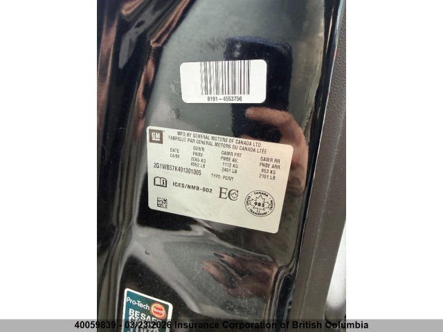 40059839 :رقم المزاد ، 2G1WB57K491301065 vin ، 2009 Chevrolet Impala Ls مزاد بيع