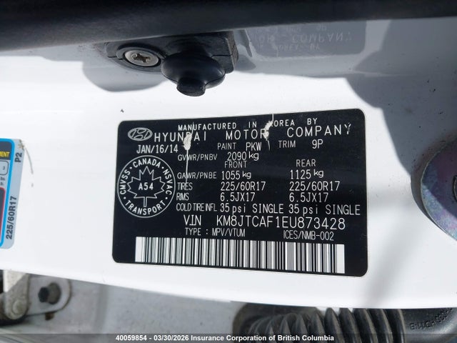 KM8JTCAF1EU873428 Hyundai Tucson Gl