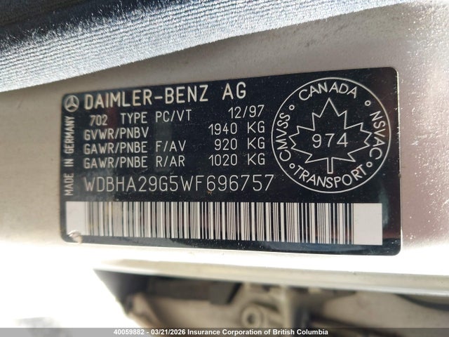 Продаж на аукціоні авто 1998 Mercedes-benz C 280, vin: WDBHA29G5WF696757, номер лоту: 40059882
