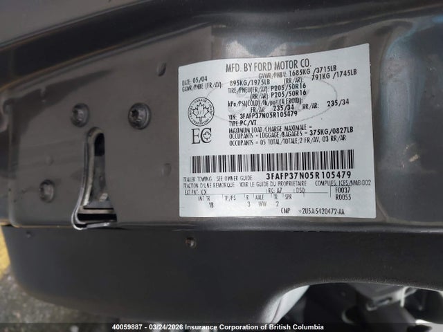 Aukcja sprzedaży 2005 Ford Focus, vin: 3FAFP37N05R105479, numer aukcji: 40059887
