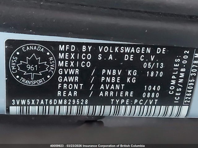 Aukcja sprzedaży 2013 Volkswagen Beetle, vin: 3VW5X7AT6DM829528, numer aukcji: 40059923