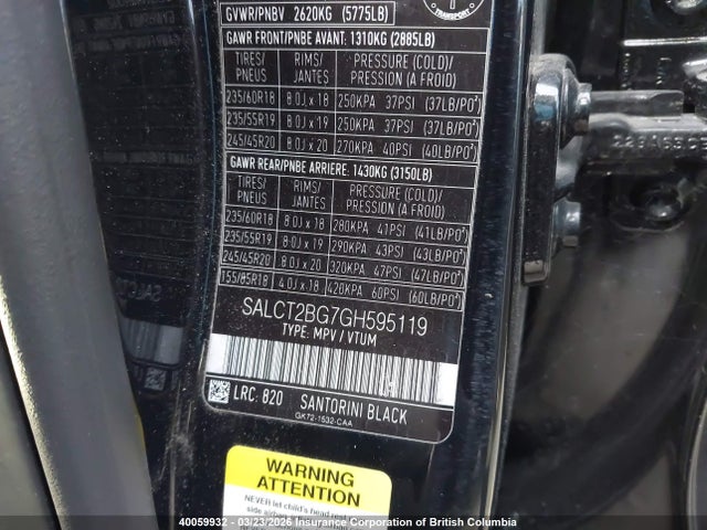 SALCT2BG7GH595119 Land Rover Discovery Sport Hse Luxury