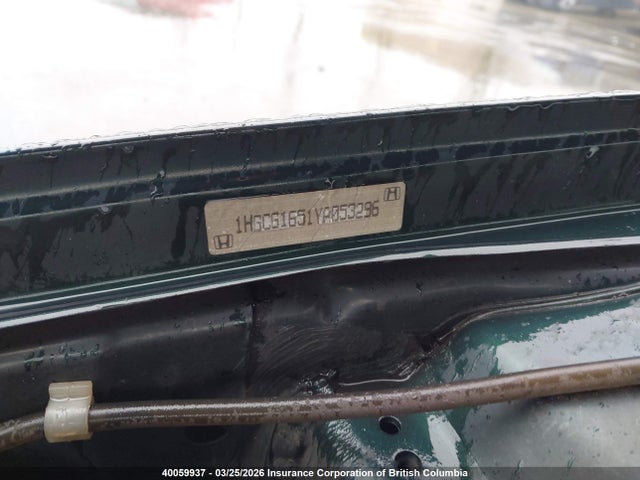 40059937 :رقم المزاد ، 1HGCG1651YA053296 vin ، 2000 Honda Accord Ex مزاد بيع