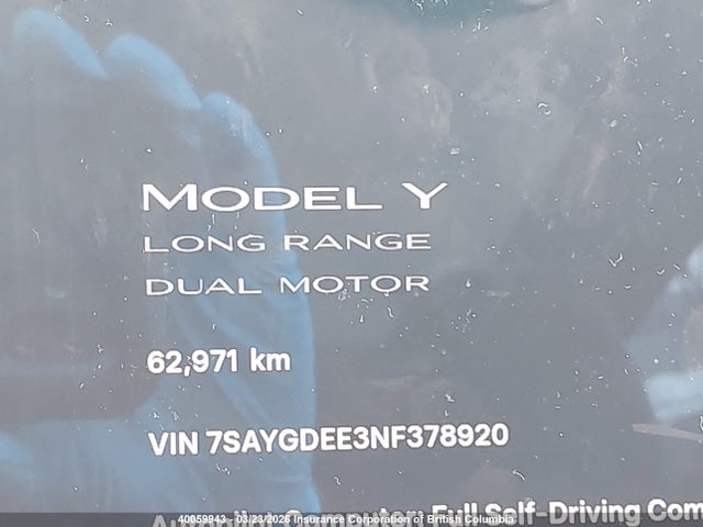 Aukcja sprzedaży 2022 Tesla Model Y, vin: 7SAYGDEE3NF378920, numer aukcji: 40059943
