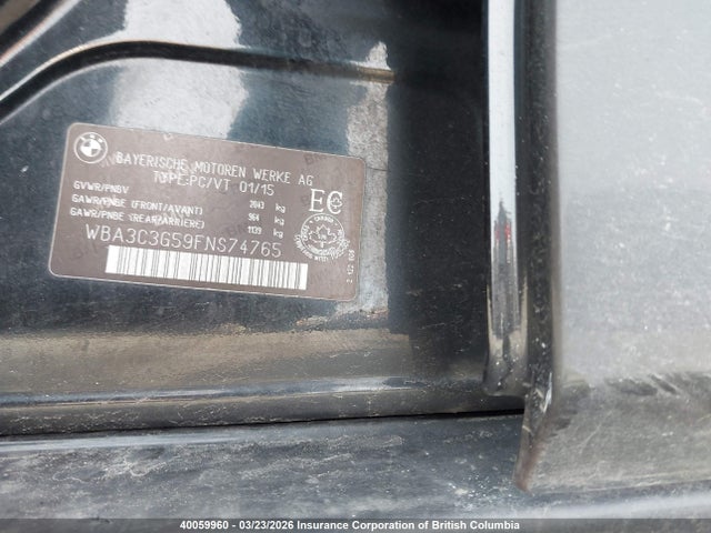 Продажа на аукционе авто 2015 Bmw 320i, vin: WBA3C3G59FNS74765, номер лота: 40059960