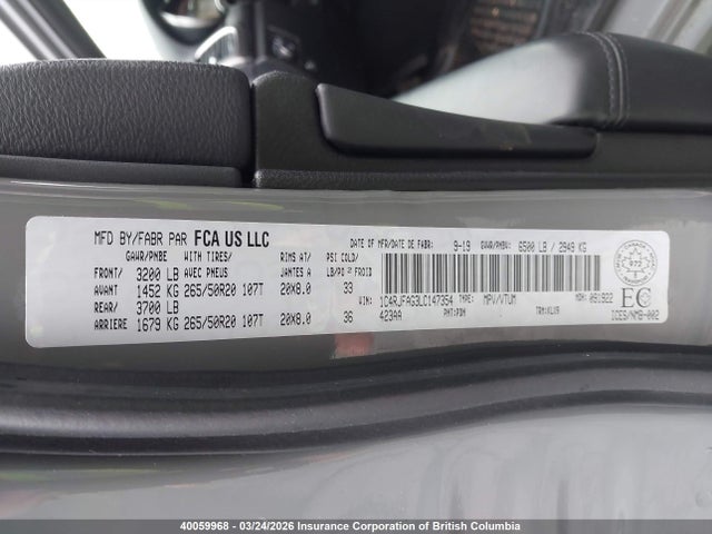 1C4RJFAG3LC147354 Jeep Grand Cherokee Laredo