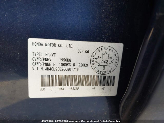 Продаж на аукціоні авто 2006 Acura Tsx, vin: JH4CL95826C801719, номер лоту: 40059970