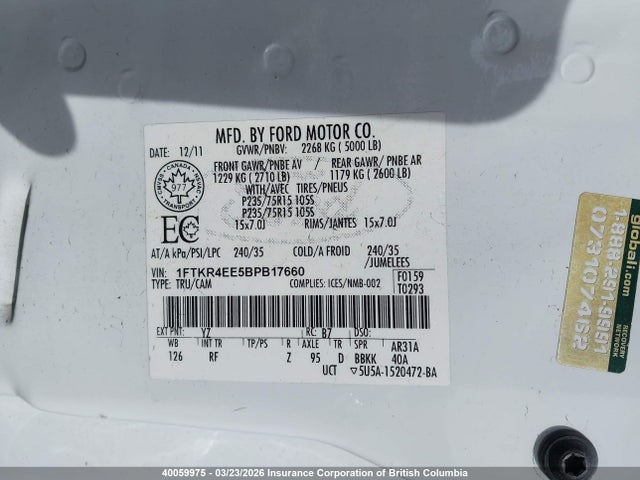 Aukcja sprzedaży 2011 Ford Ranger Super Cab, vin: 1FTKR4EE5BPB17660, numer aukcji: 40059975