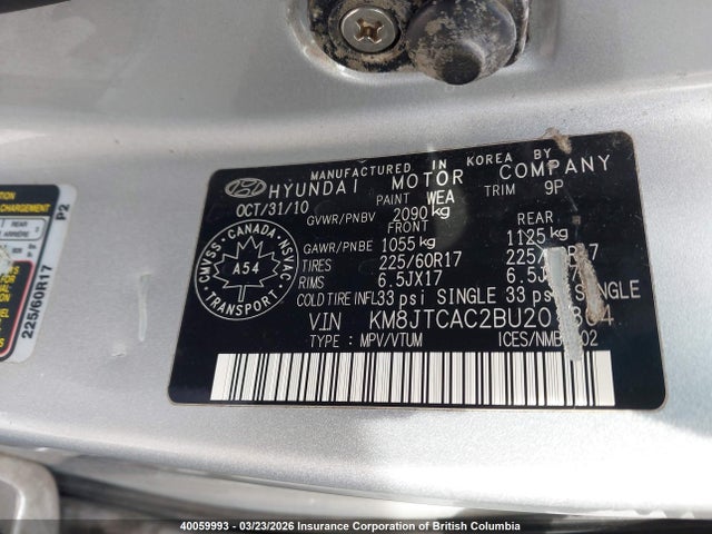 Продаж на аукціоні авто 2011 Hyundai Tucson Gl/gls, vin: KM8JTCAC2BU201864, номер лоту: 40059993