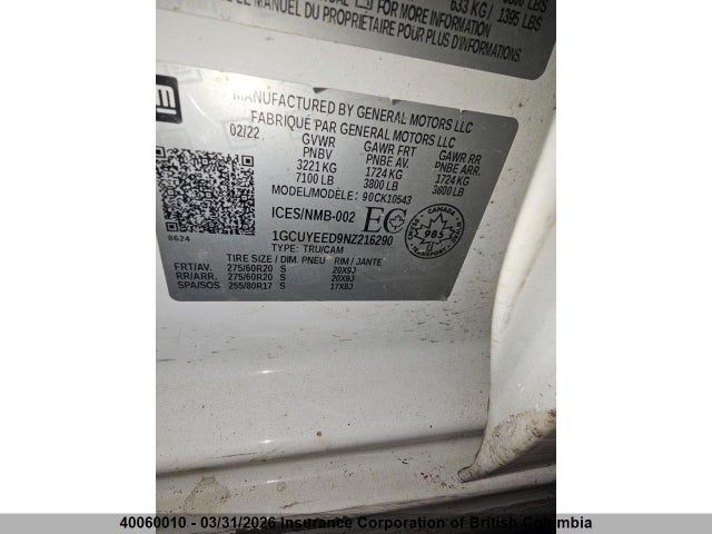 1GCUYEED9NZ216290 Chevrolet Silverado Ltd K1500 Rst