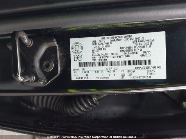Aukcja sprzedaży 2015 Ford F150, vin: 1FTEW1EG9FFB71688, numer aukcji: 40060011