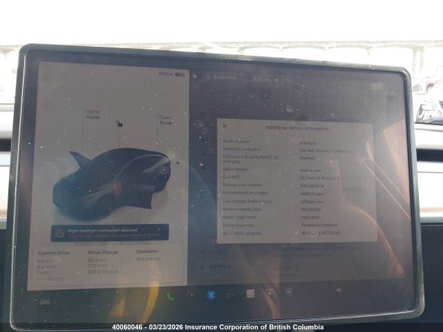 40060046 :رقم المزاد ، 7SAYGAEEXPF696003 vin ، 2023 Tesla Model Y Long Range مزاد بيع