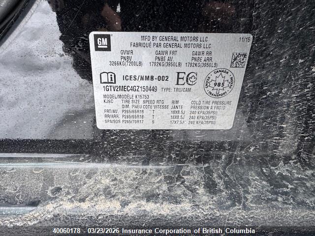 1GTV2MEC4GZ150449 GMC Sierra 1500 Sle