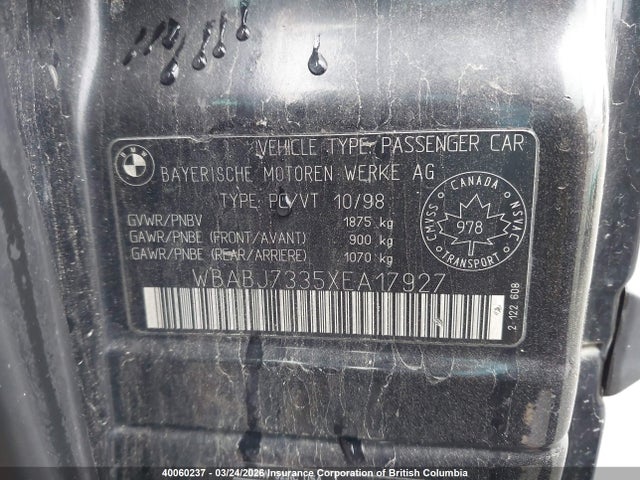 Продаж на аукціоні авто 1999 Bmw 323ci, vin: WBABJ7335XEA17927, номер лоту: 40060237
