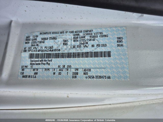 Aukcja sprzedaży 2010 Winnebago Access, vin: 1FDXE4FS0ADA41038, numer aukcji: 40060246