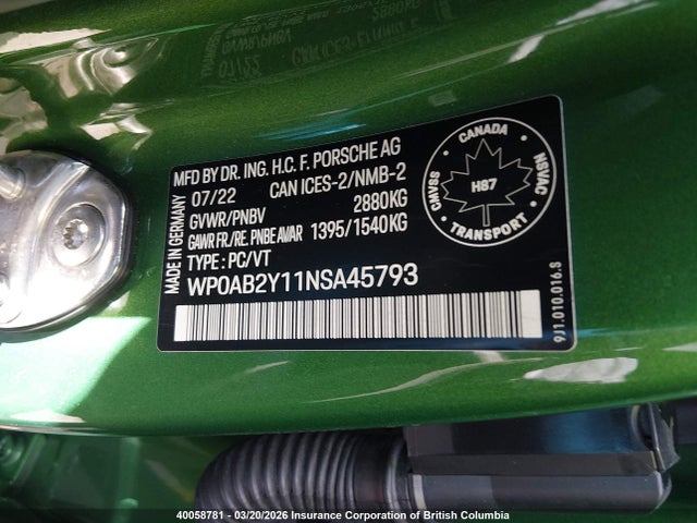 Porsche TAYCAN 4S 2022 WP0AB2Y11NSA45793 Image 9