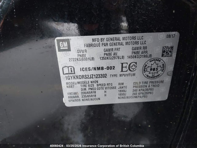 1GYKNDRS2JZ123392 Cadillac XT5