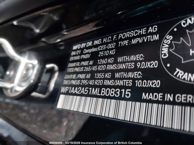 Porsche Macan 2021 WP1AA2A51MLB08315 Image 9