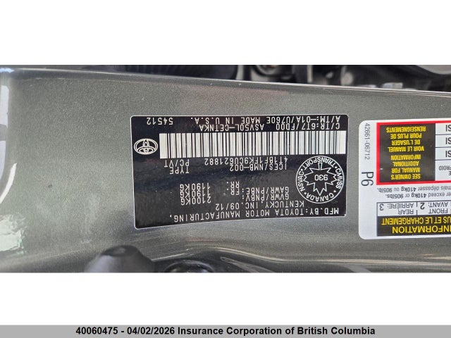 2012 Toyota Camry მანქანა იყიდება აუქციონზე, vin: 4T1BF1FK9CU621882, აუქციონის ნომერი: 40060475