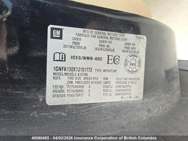Продаж на аукціоні авто 2007 Chevrolet 3500, vin: 1GNFK130X7J181772, номер лоту: 40060485
